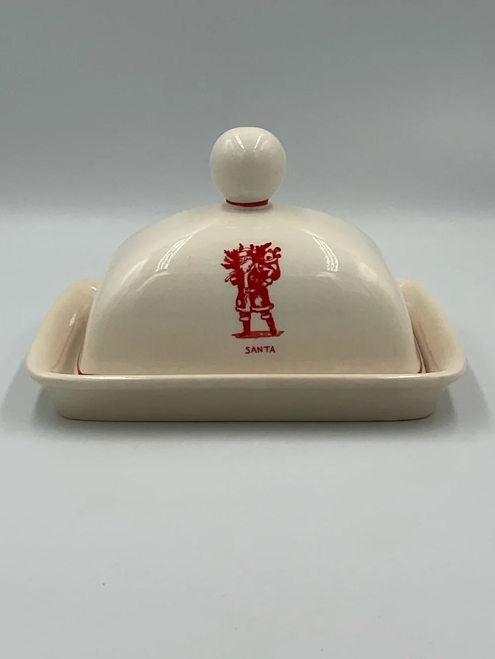 Vintage Molly Hatch “Santa” Christmas Butter Dish